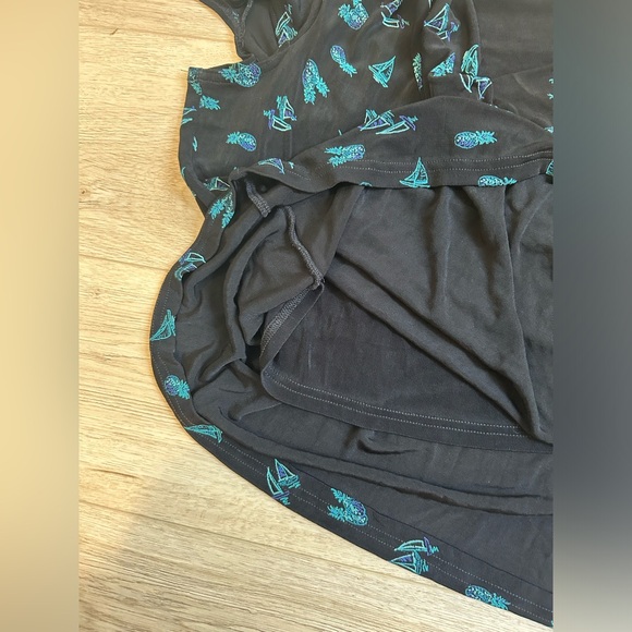 Coldwater Creek Womens Blouse Top Plus Size 2X Pineapple Sail Boats Black Blue - Picture 7 of 10